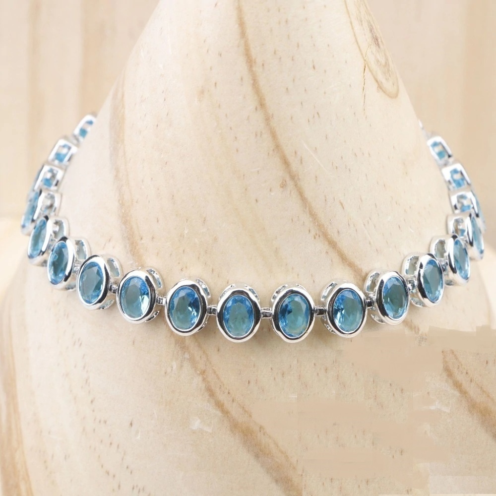 Blue Zircon 925 Stamped Jewelry Sets (Ring size 7) - Picture 3 of 5